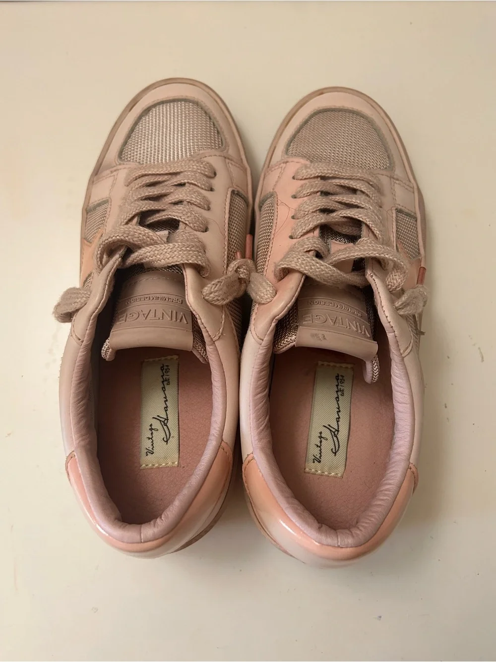 Vintage Blush Pink Star Lace-Up Sneakers